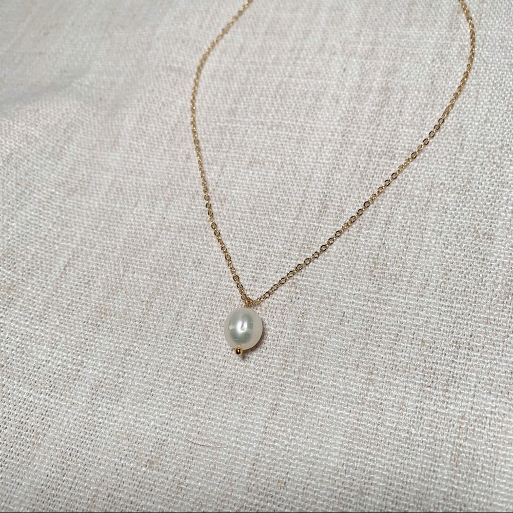 luca pearl necklace- gold filled